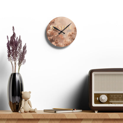 Acrylic Wall Clock — "Be Still" Floral Decorative Clock for Living Room, Bedroom, or Gift