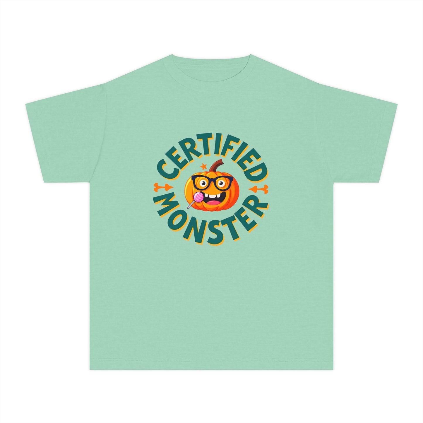 Certified Monster Pumpkin Kids Tee — Quirky Pumpkin Monster Youth T-Shirt