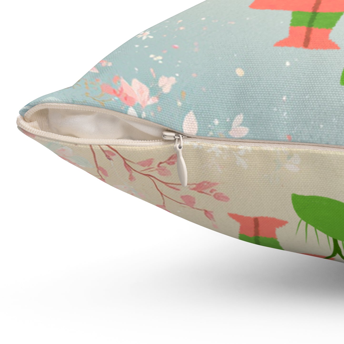 Decorative pillow with floral pattern on a white background