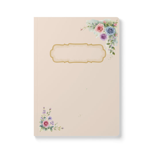 Journal: Beige Floral Softcover Lined Notebook for Reflection