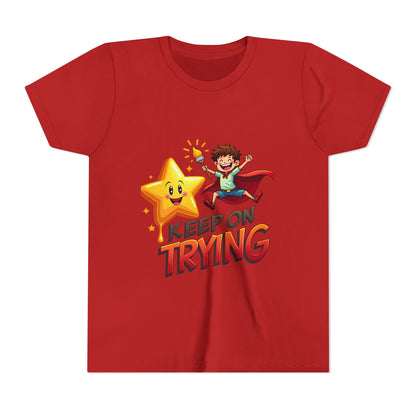 Affirmation Kids T‑Shirt – "Keep on Trying" – Back to School Confidence Tee