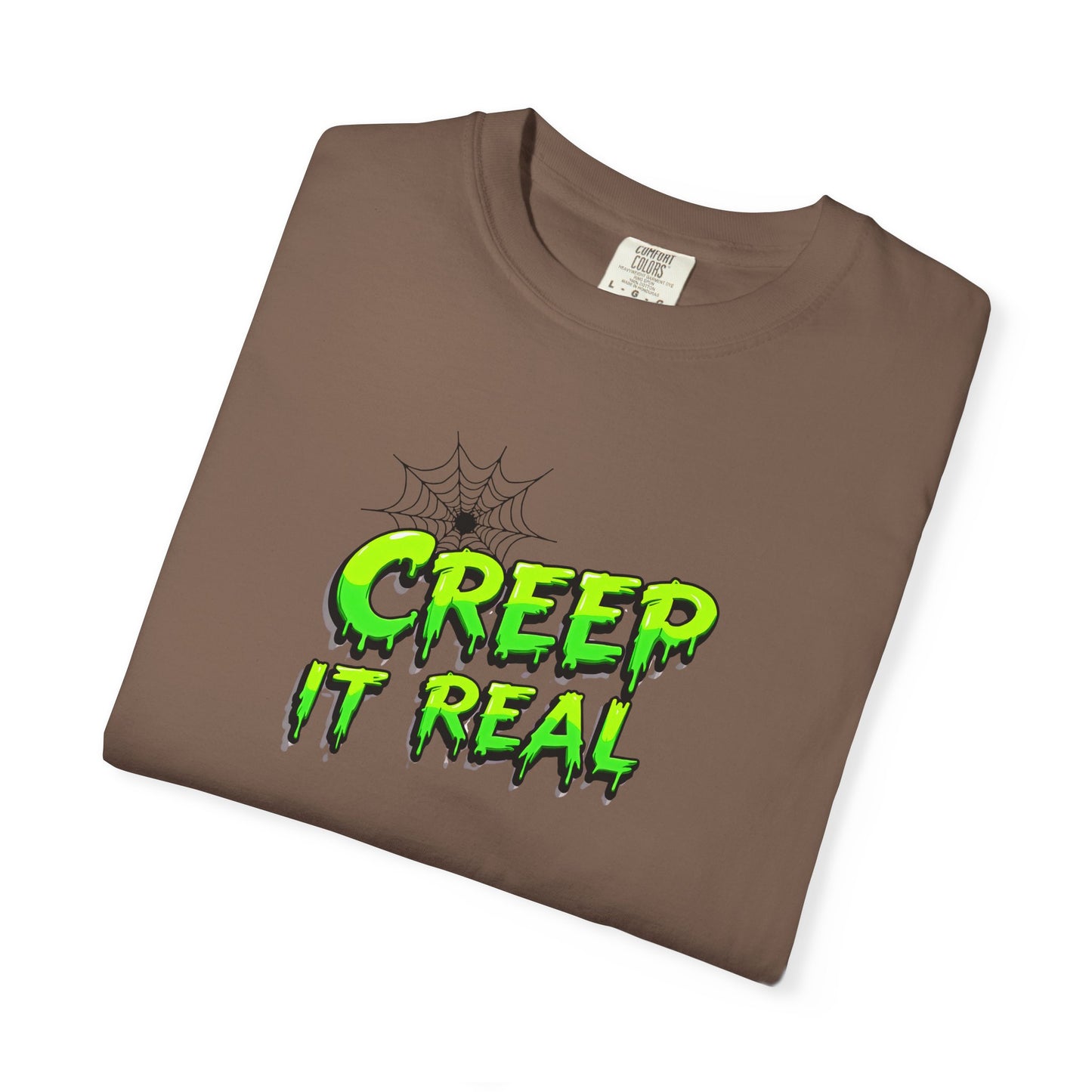 Fall Halloween-Creep It Real Adult T-Shirt with Neon Green Slime Text