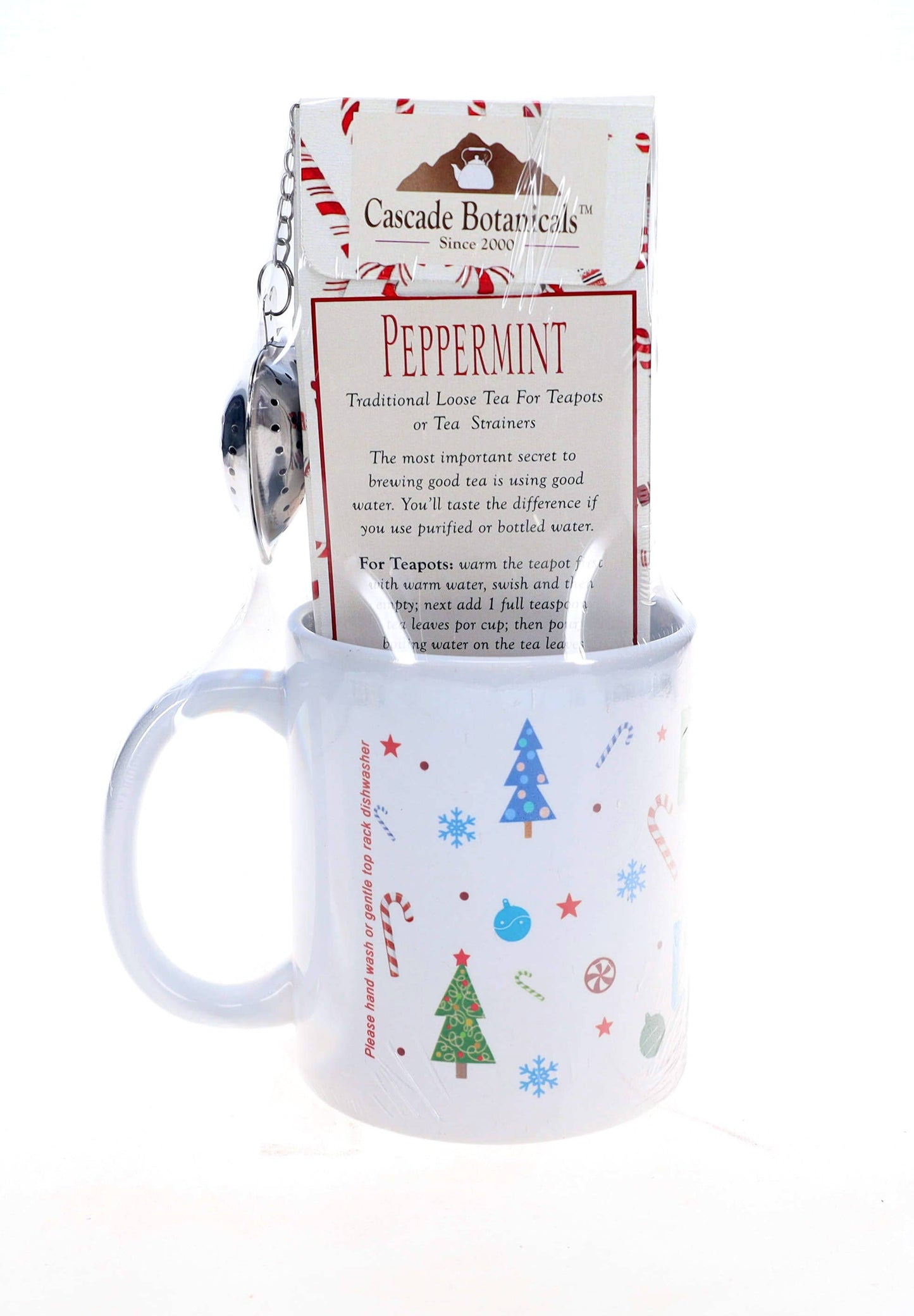 🍃 Peppermint Tea Mug Gift Set – Mug, Loose Tea &amp; Strainer