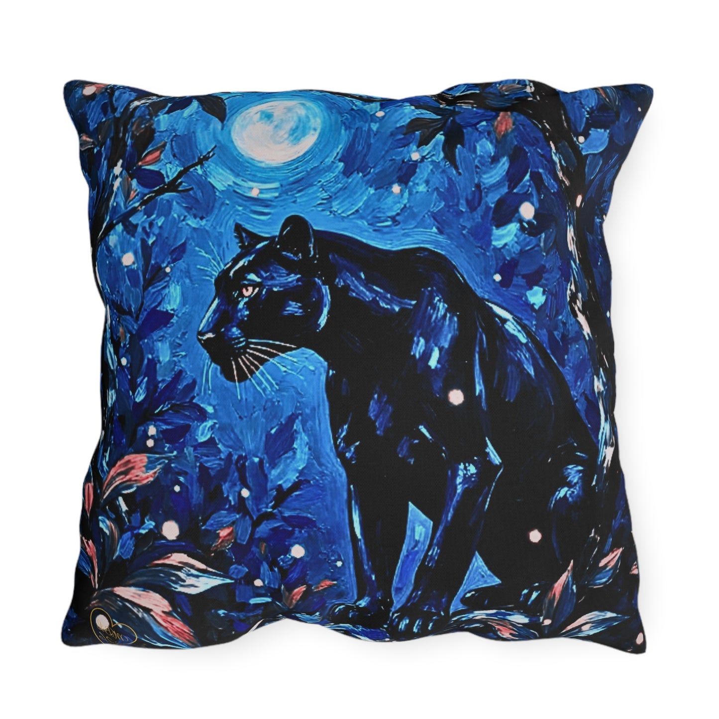Pillow: Black Panther Moon — Blue Jungle Night Decorative Cushion