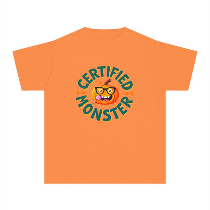 Certified Monster Pumpkin Kids Tee — Quirky Pumpkin Monster Youth T-Shirt