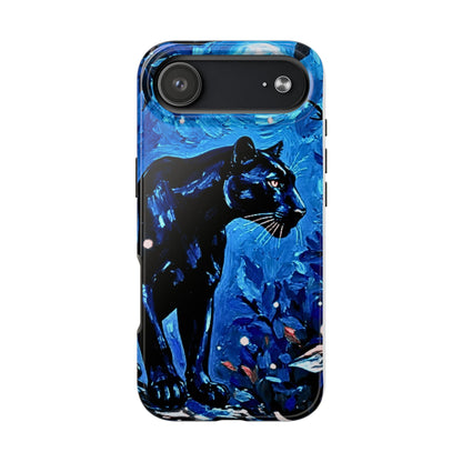 Phone Case: Midnight Panther Blue Moon Art - Tough Protective Cover