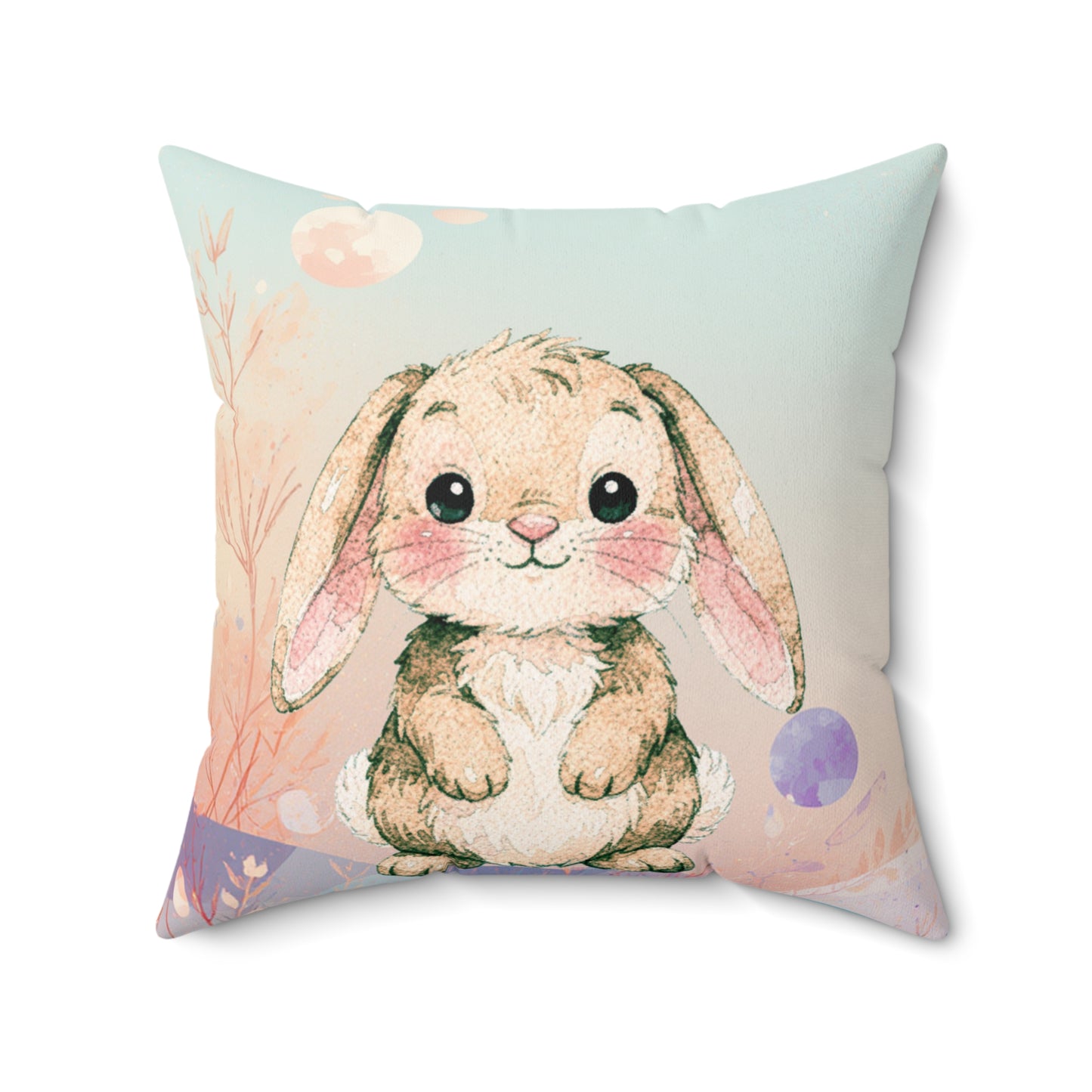 Pillow: Cute Bunny Pastel Nursery Decorative Cushion