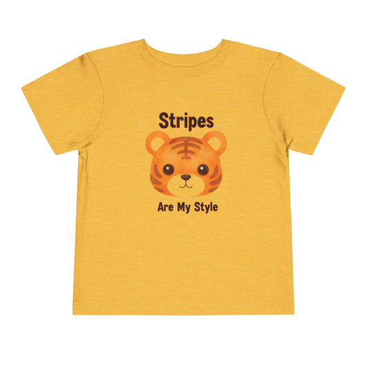 Yellow t-shirt with a tiger graphic and text on a white background