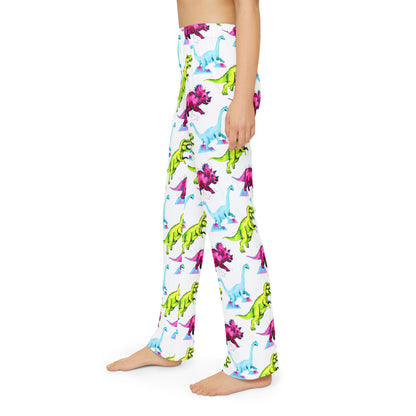 Kids dinosaur lounge pants — bright dino pattern playwear for imaginative adventures.