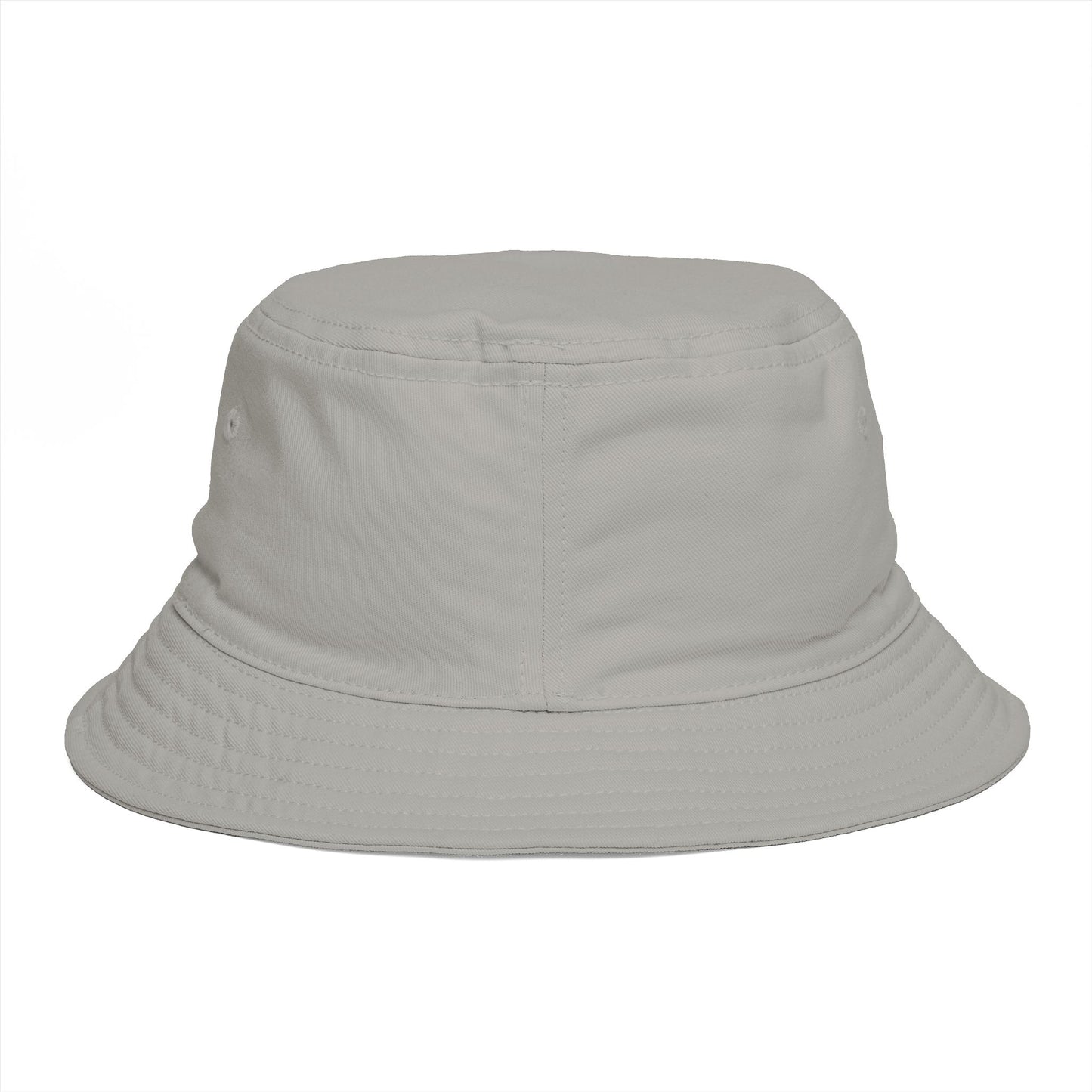 Back of bucket hat. Plain storm gray bucket hat, no decoration.