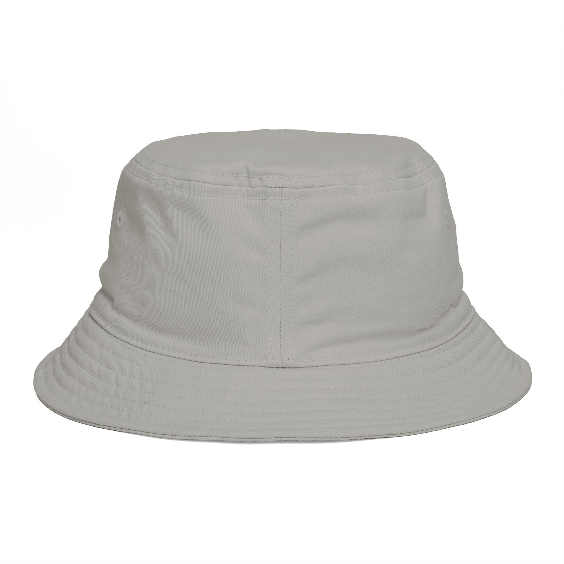Back of bucket hat. Plain storm gray bucket hat, no decoration.