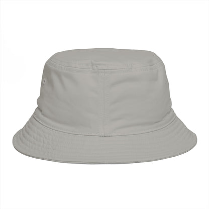 Back of bucket hat. Plain storm gray bucket hat, no decoration.