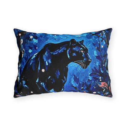 Pillow: Black Panther Moon — Blue Jungle Night Decorative Cushion