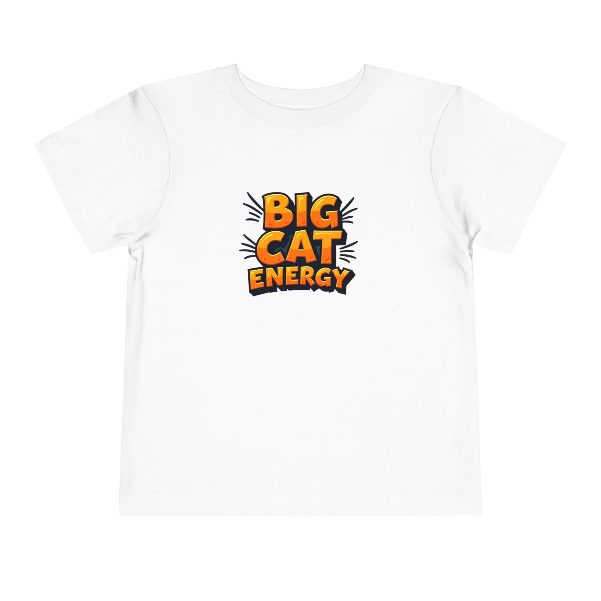 White t-shirt with 'BIG CAT ENERGY' text on a white background