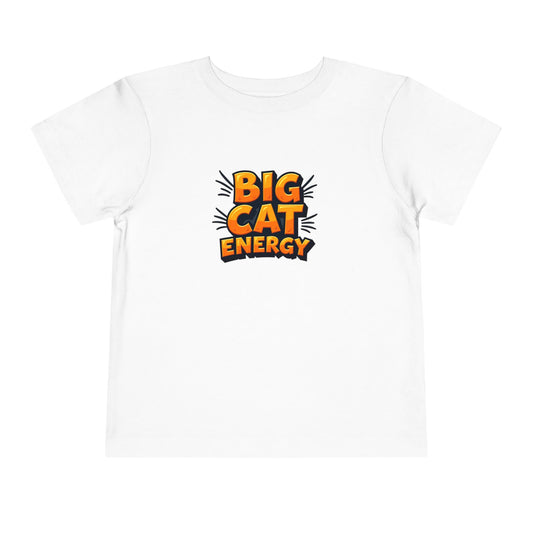 White t-shirt with 'BIG CAT ENERGY' text on a white background