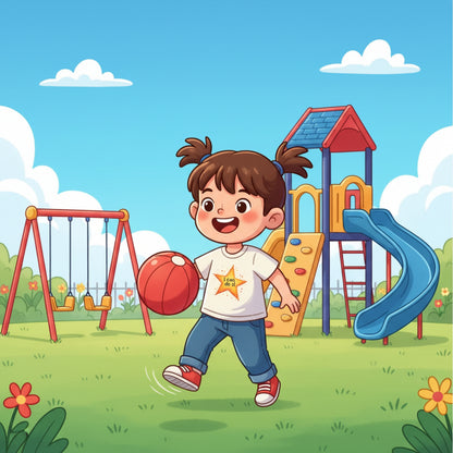 Beige t-shirt with a child holding a star and 'I can do it' text on a white background