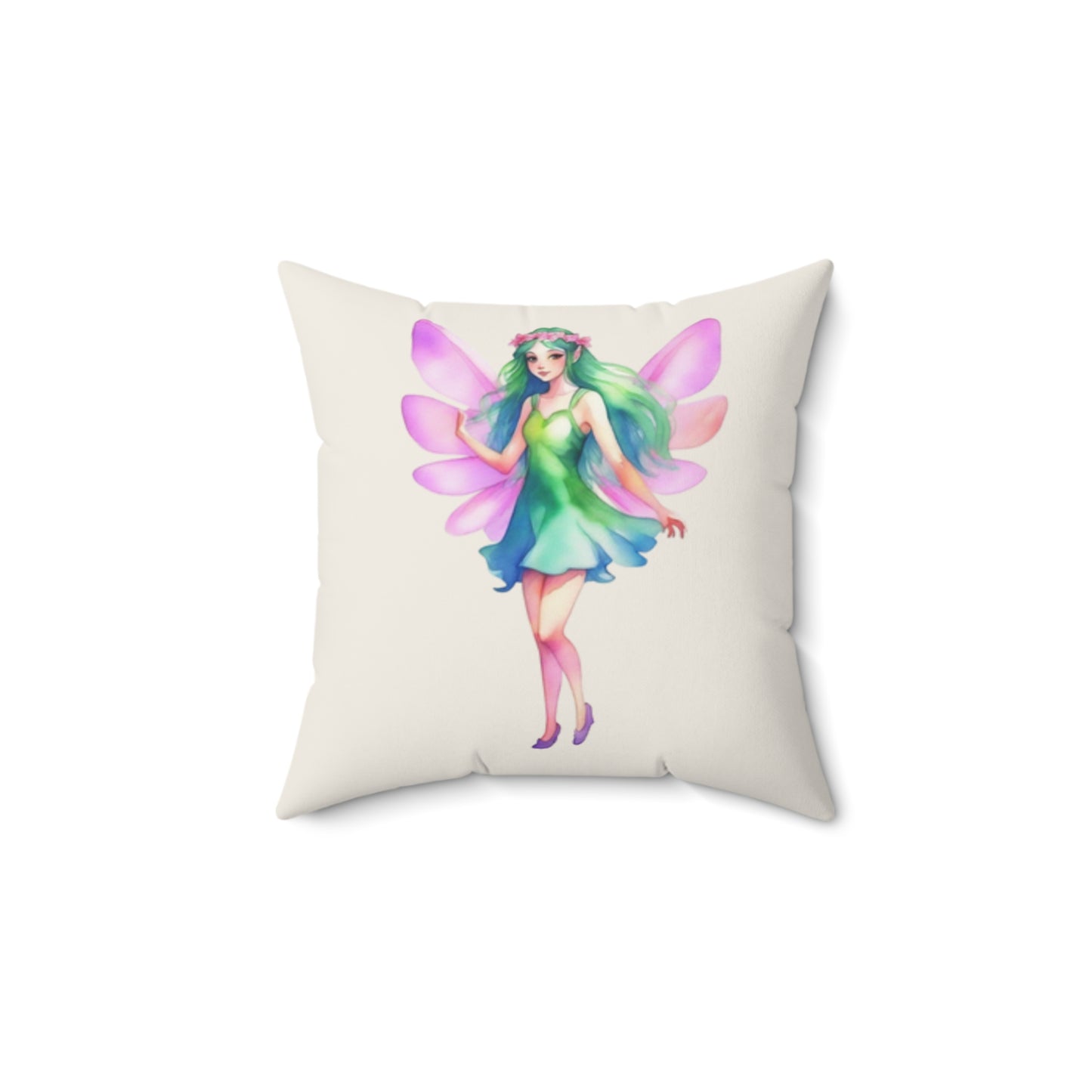 Garden Fairy Decorative Pillow — Watercolor Fairy Throw Pillow