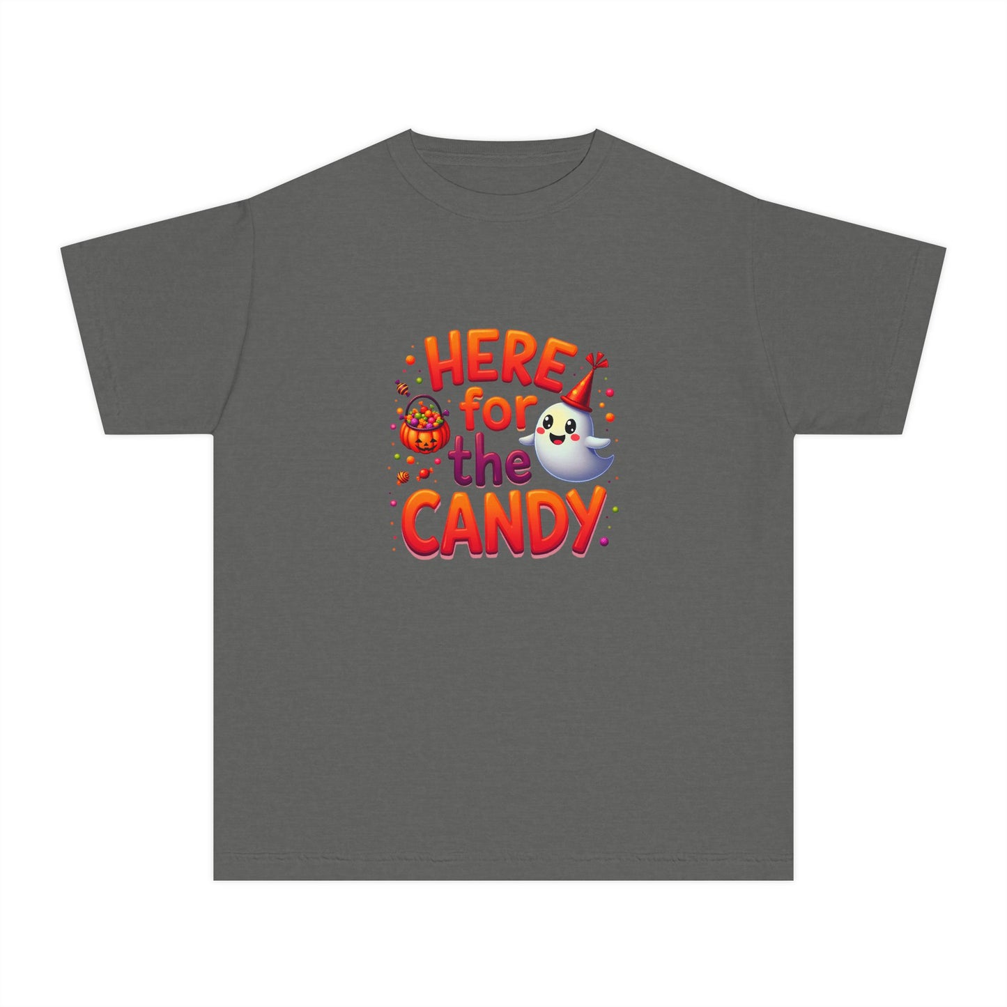 Here for the Candy - Adorable Youth Ghost Trick‑or‑Treat T-shirt