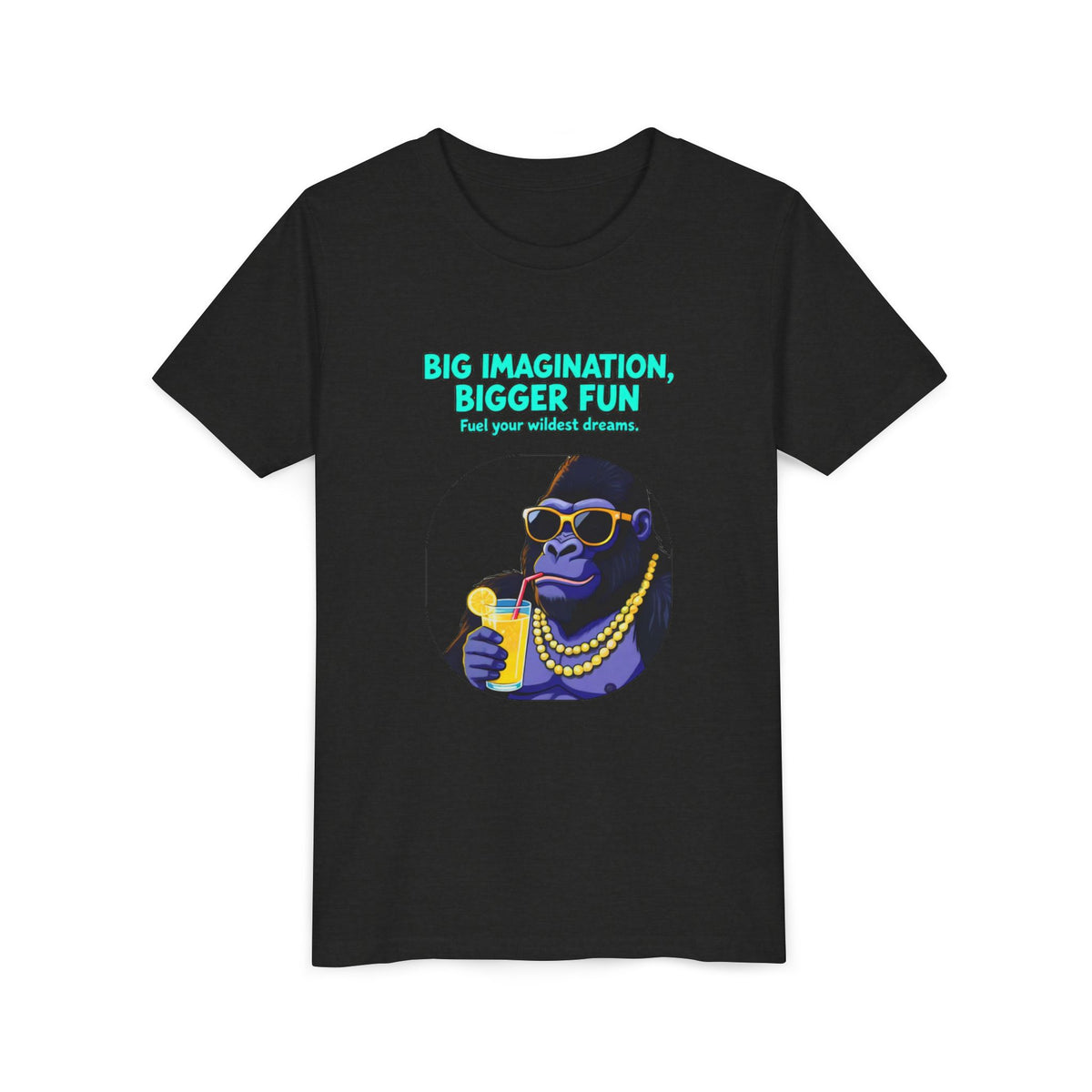 Youth Tee — “Big Imagination, Bigger Fun” | Quinn & Abel Adventure Gorilla T‑Shirt
