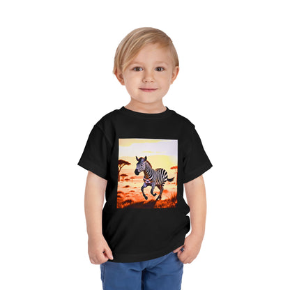 Zebra Toddler Tee — "Guess What Animal I Am" Savanna Sunset Kids Shirt