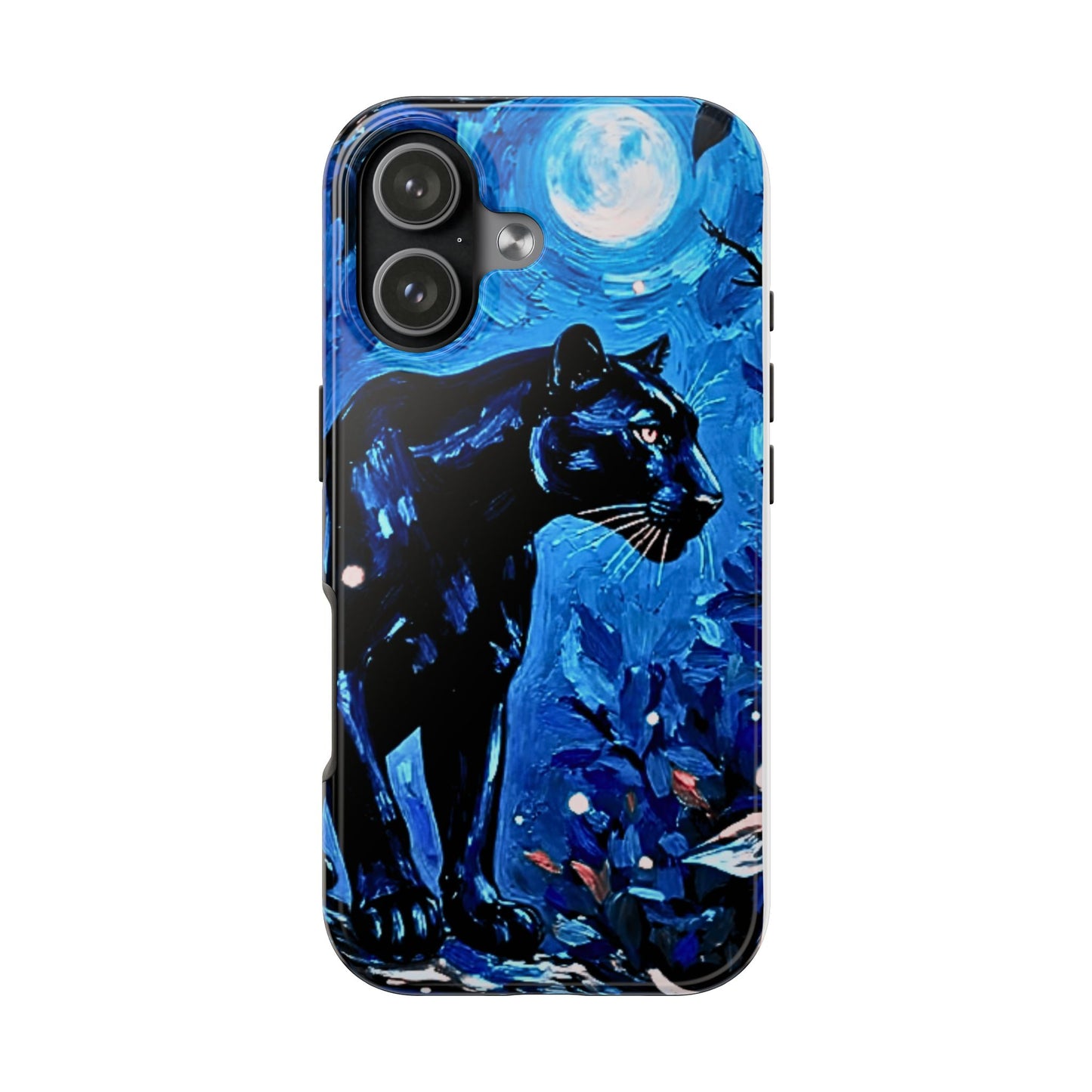 Phone Case: Midnight Panther Blue Moon Art - Tough Protective Cover