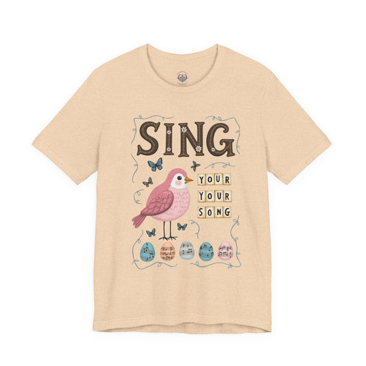 Sing Your Song Bird Tee — Pastel Musical Graphic T-Shirt
