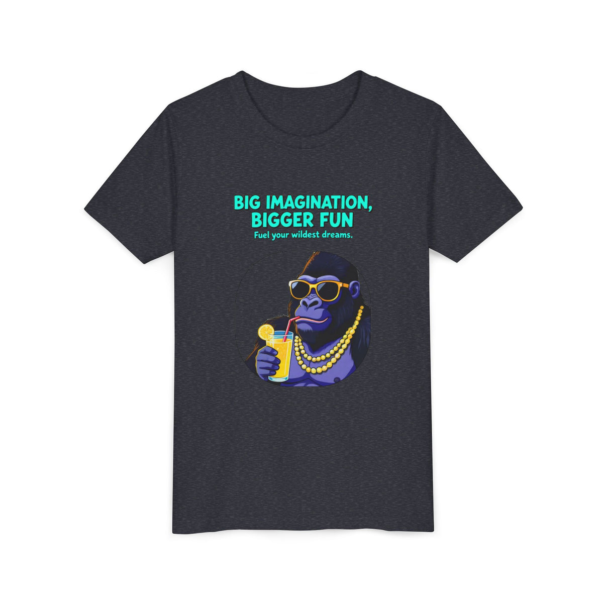 Youth Tee — “Big Imagination, Bigger Fun” | Quinn & Abel Adventure Gorilla T‑Shirt