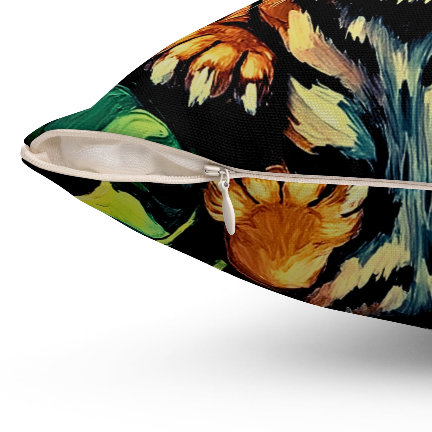 Pillow: Tiger Jungle Decor — Colorful Animal Print Square Cushion