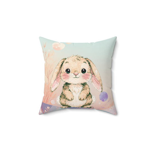 Pillow: Cute Bunny Pastel Nursery Decorative Cushion