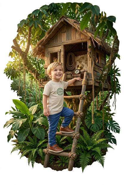 Backyard Jungle tree house adventure T-shirt AI-generated.
