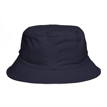 Back of bucke hat Plain navy bucket hat, no decoration.