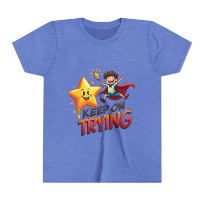 Affirmation Kids T‑Shirt – "Keep on Trying" – Back to School Confidence Tee