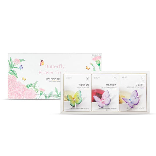 KKOKDAM - Butterfly Flower Tea Bag 3 kinds Gift Set - Pink