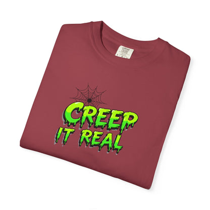 Fall Halloween-Creep It Real Adult T-Shirt with Neon Green Slime Text