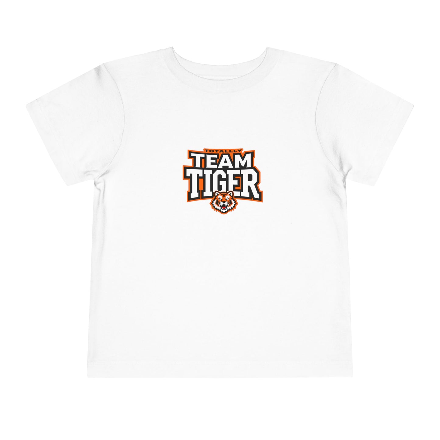 Toddler t-shirt with collegiate-style ‘Team Tiger’ lettering and a tiger mascot emblem.