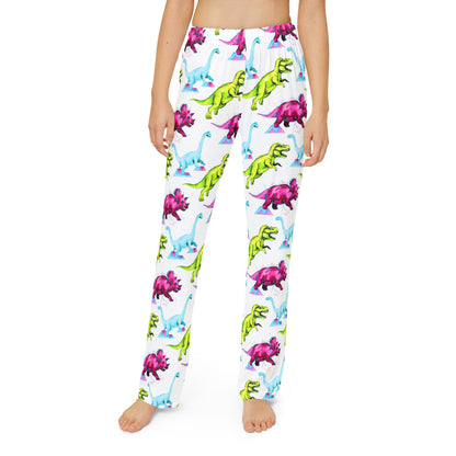 Kids dinosaur lounge pants — bright dino pattern playwear for imaginative adventures.
