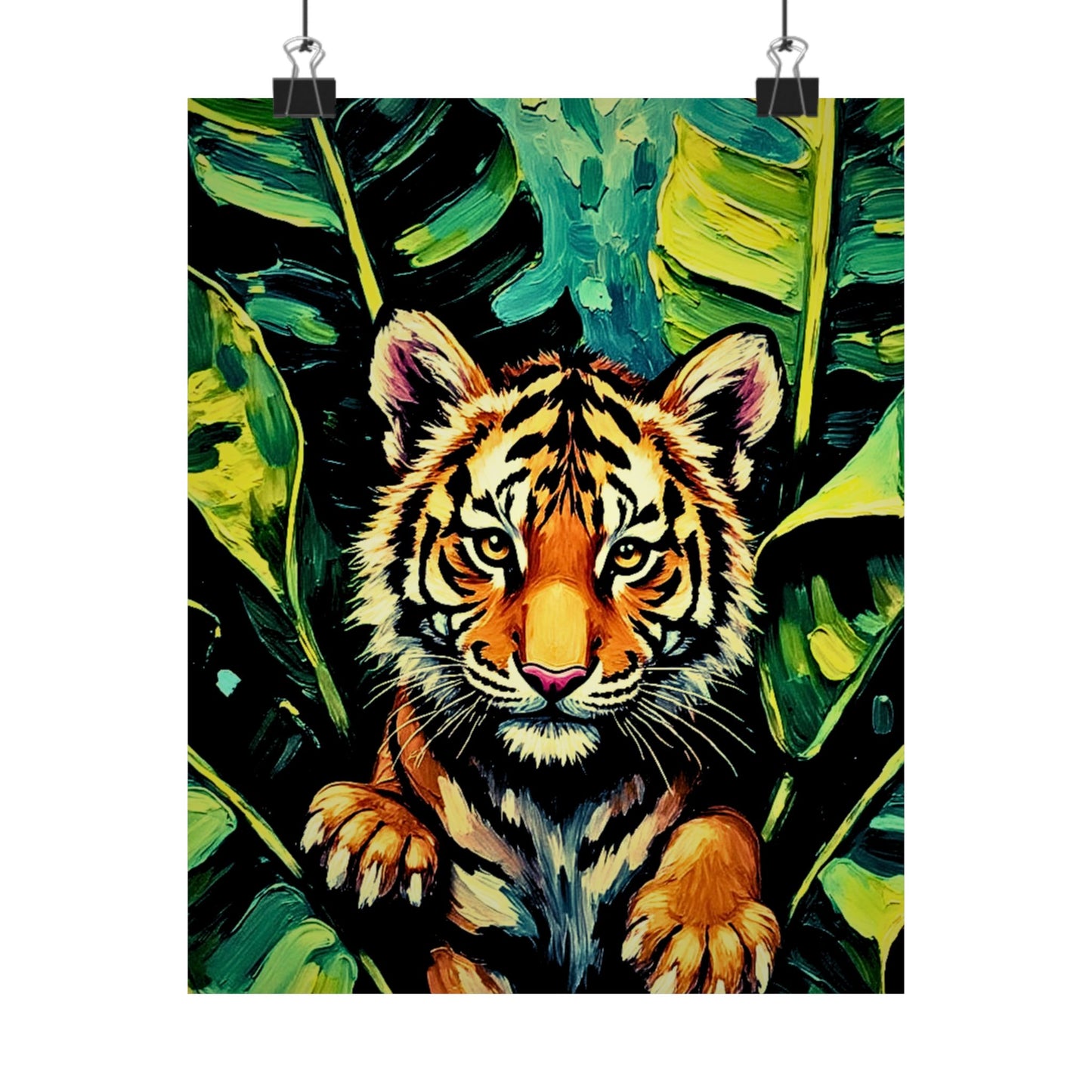 Wall Print Poster: Tiger Cub Jungle Art — Square Matte