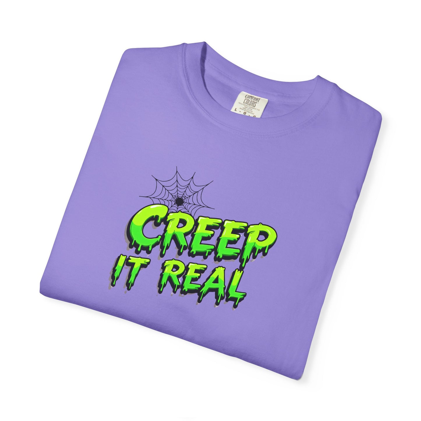 Fall Halloween-Creep It Real Adult T-Shirt with Neon Green Slime Text