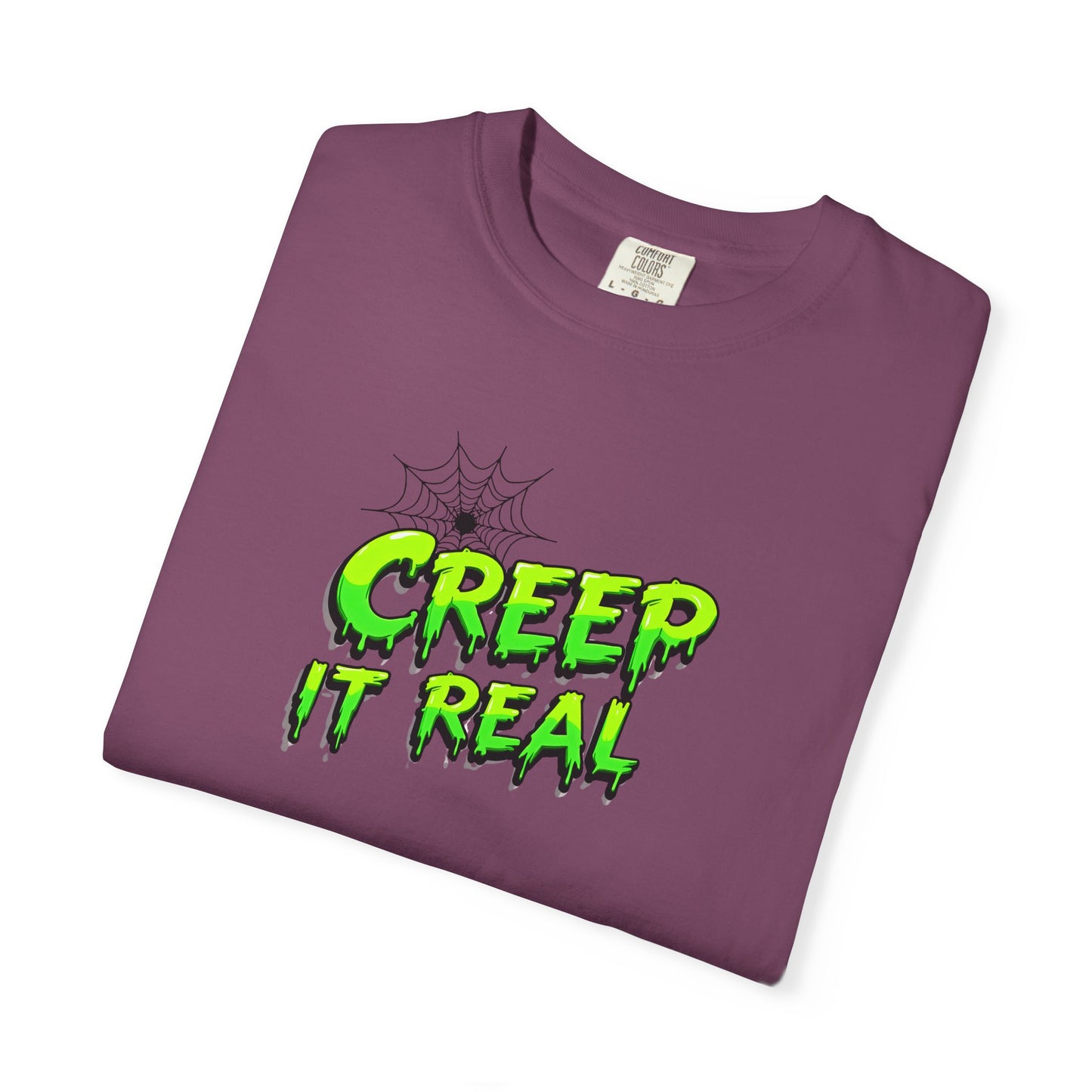 Fall Halloween-Creep It Real Adult T-Shirt with Neon Green Slime Text