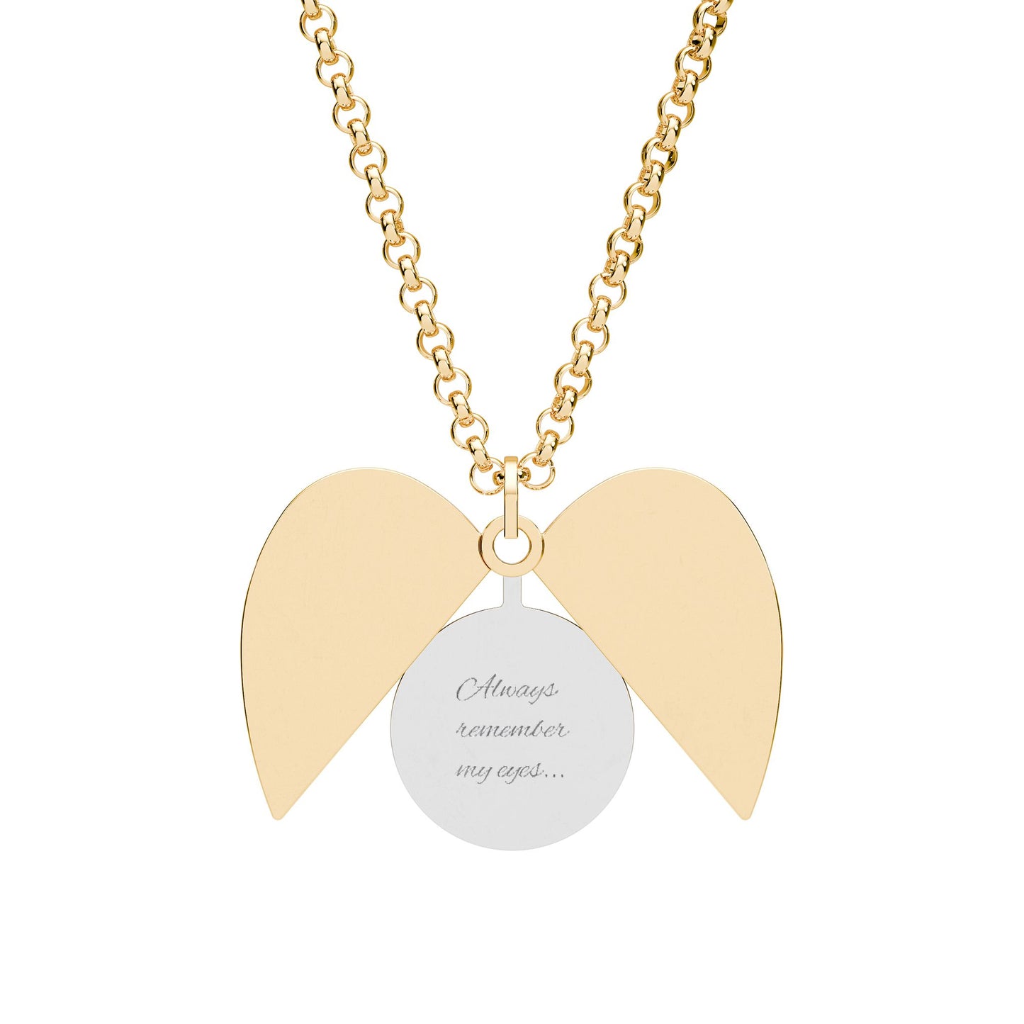 Gold and silver necklace with heart-shaped pendants on a white background