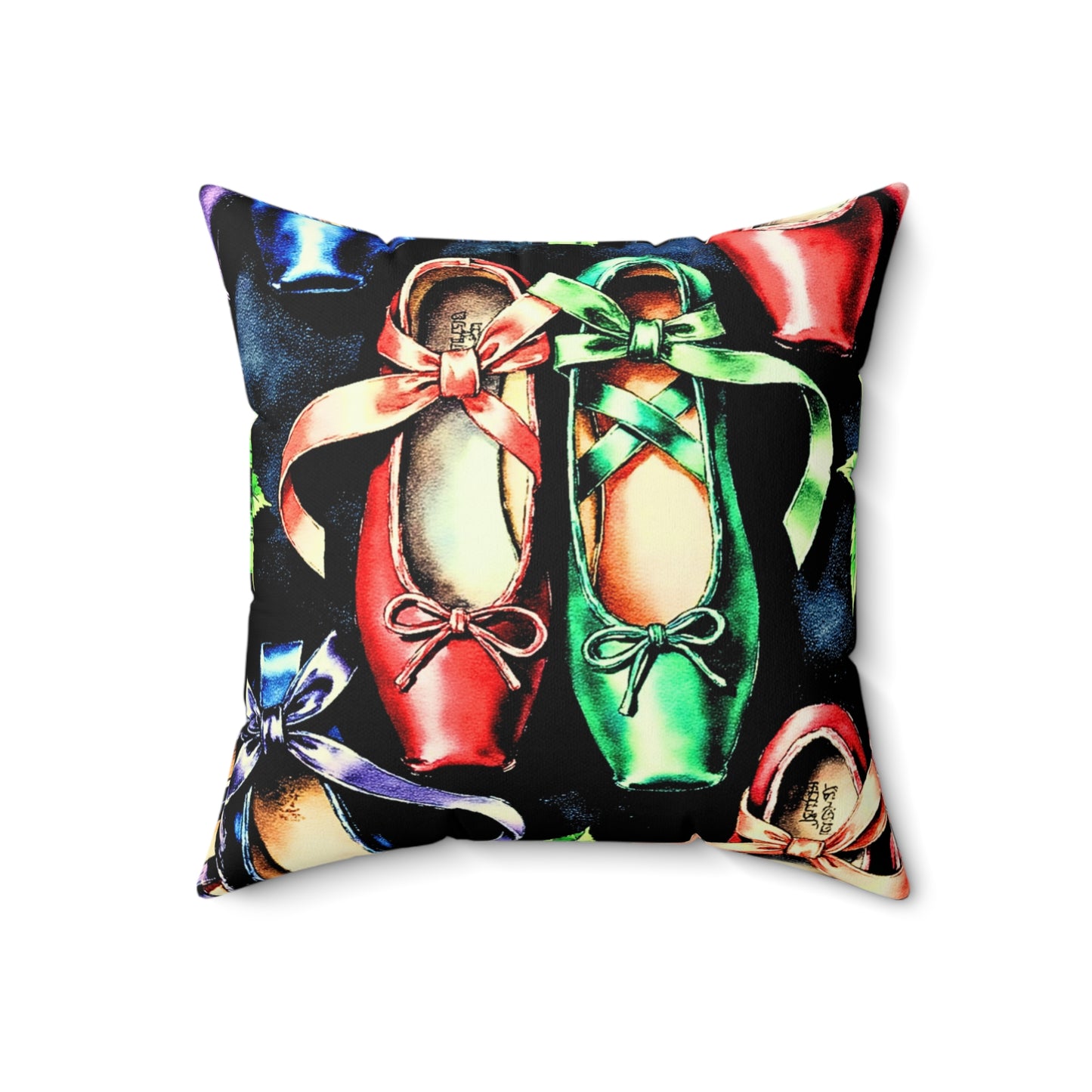 Pillow: Ballet Slippers Colorful Dance-Themed Decorative Cushion