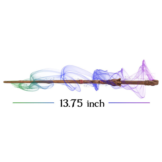 Wand with colorful smoke effects and measurement label '13.75 inch' on a white background