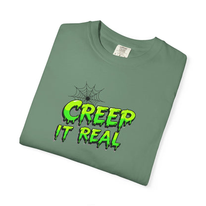 Fall Halloween-Creep It Real Adult T-Shirt with Neon Green Slime Text