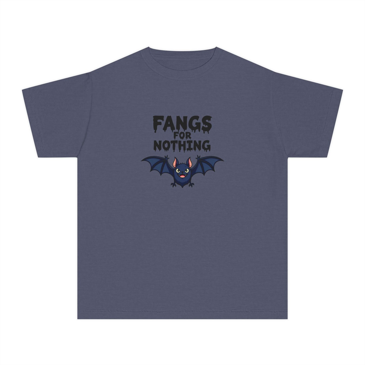 Youth Tee — 'Fangs For Nothing' Cute Bat Halloween T‑Shirt