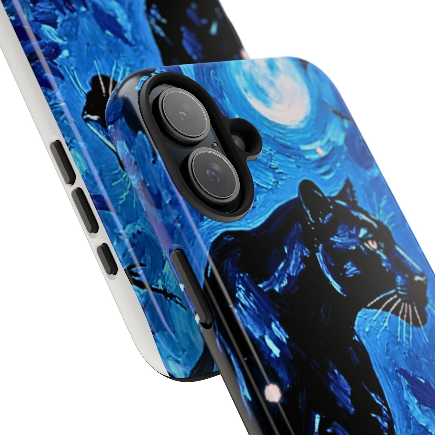 Phone Case: Midnight Panther Blue Moon Art - Tough Protective Cover