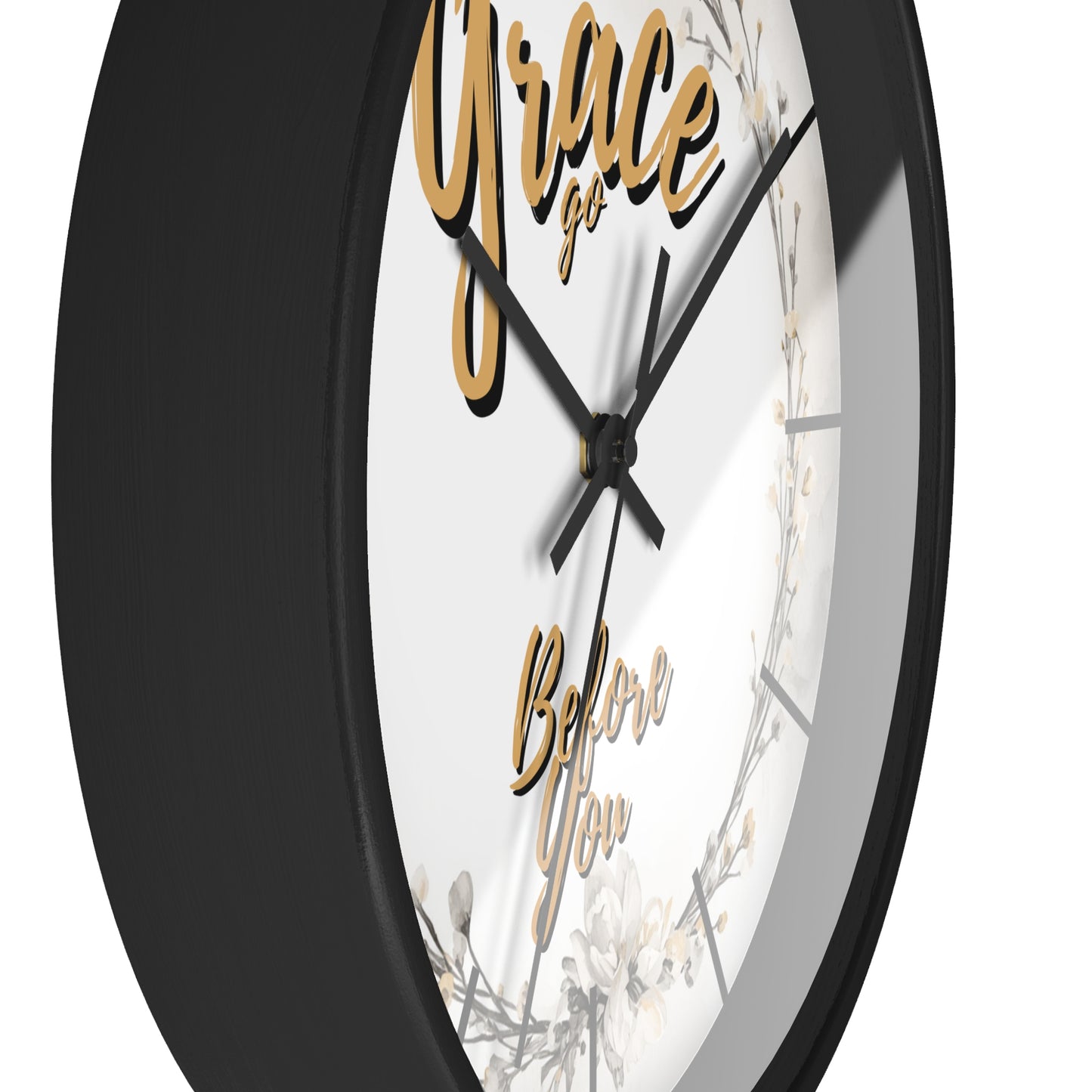 Wall Clock - "Grace Go Before You" Floral Inspirational Clock
