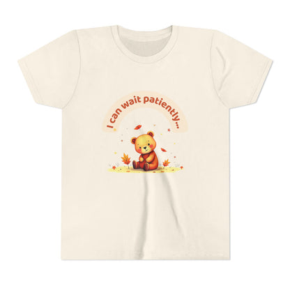 Youth Tee — Cute Bear "I Can Wait Patiently" Autumn Kids T‑Shirt