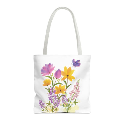 Eco Tote; Floral Spring Bouquet Watercolor Wildflowers Carry-all