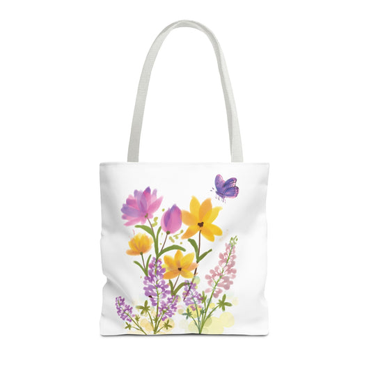Eco Tote; Floral Spring Bouquet Watercolor Wildflowers Carry-all