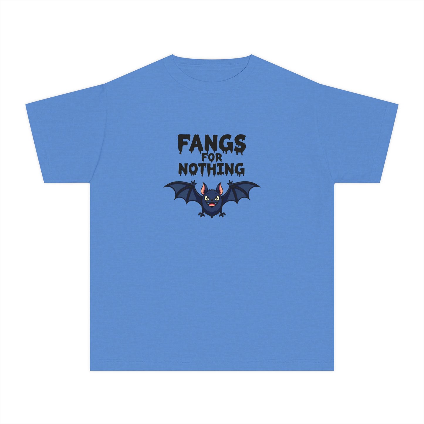 Youth Tee — 'Fangs For Nothing' Cute Bat Halloween T‑Shirt